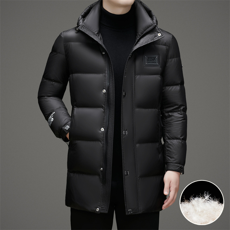 Tomila Meng's New Winter down Jacket for Men, Mid-Length, Thickened, Warm, Hooded, High-End Casual Men's Outerwear