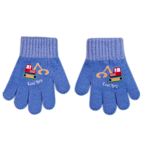Winter boys and girls gloves, warm and cold-resistant five-finger gloves for girls, knitted gloves for girls, cute cartoon knitted
