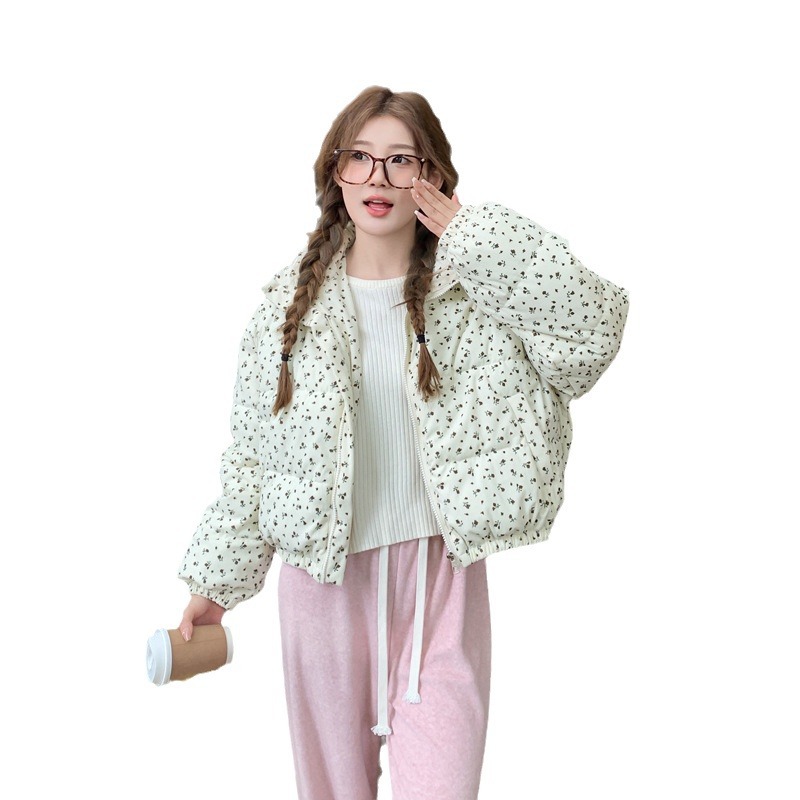 2024 nueva chaqueta de algodón de invierno para mujeres estudiantes corta pequeña chaqueta de algodón gruesa suelta