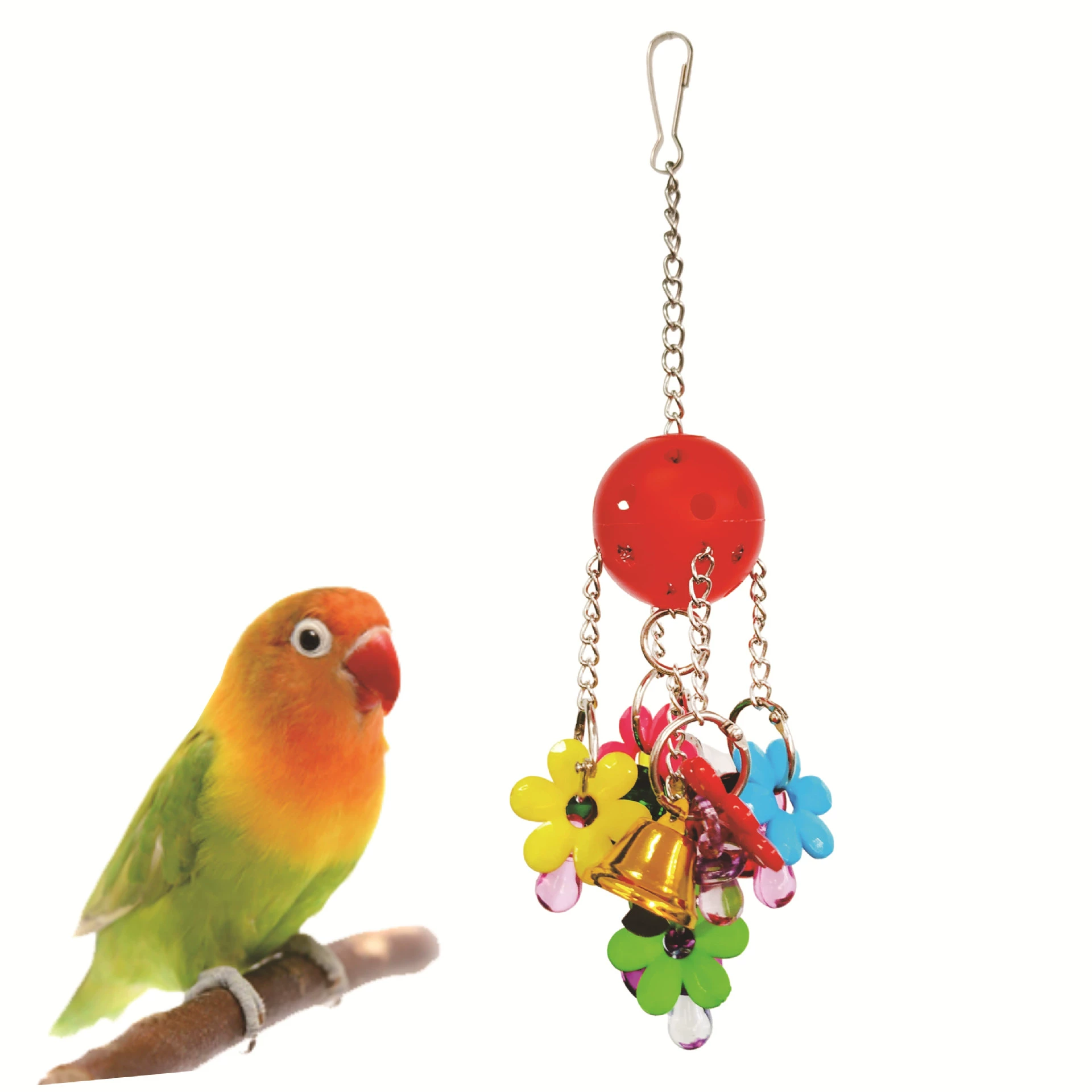 Отверстие Колокол Шар Подсолнух Колокольчик Струна Попугай Птица Игрушка Кулон Цветная Цепочка Трансграничная Бестселлер Amazon