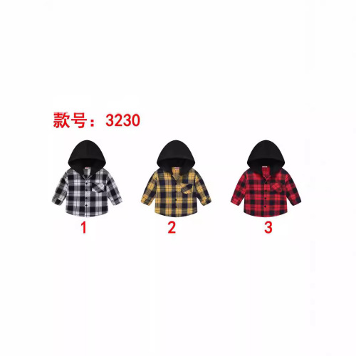 New unisex children's spring and autumn hat classic grid button style fashionable middle and large children's Korean version handsome shirt wholesale