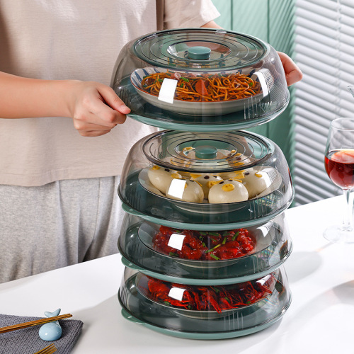 Household dining table multi-layer insulation dish cover winter kitchen leftovers dust-proof fresh-keeping cover transparent food dish cover