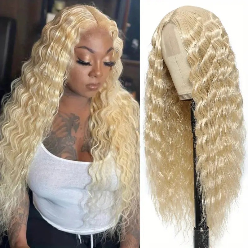 Perruque synthétique permanente à lace frontale, style européen/américain, extensions de cheveux ondulés, taille moyenne, longue, moyenne, courte, bouclée, usage quotidien_voghion.com