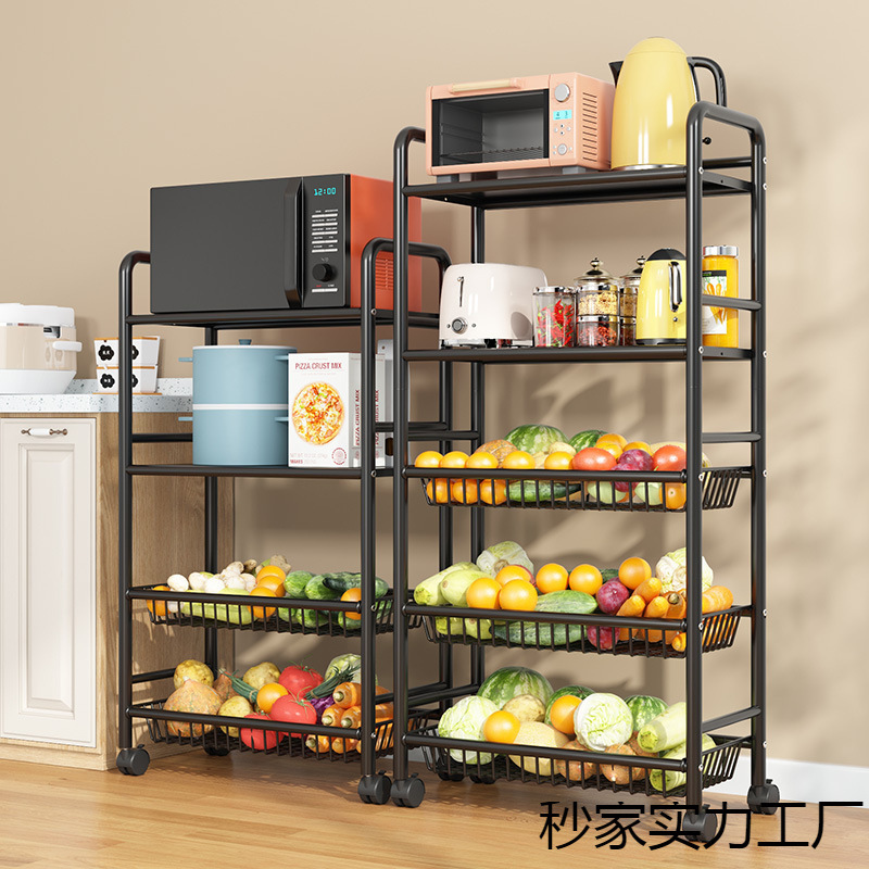 厨房置物架落地多层小推车多功能蔬菜篮筐零食收纳储物货架柜