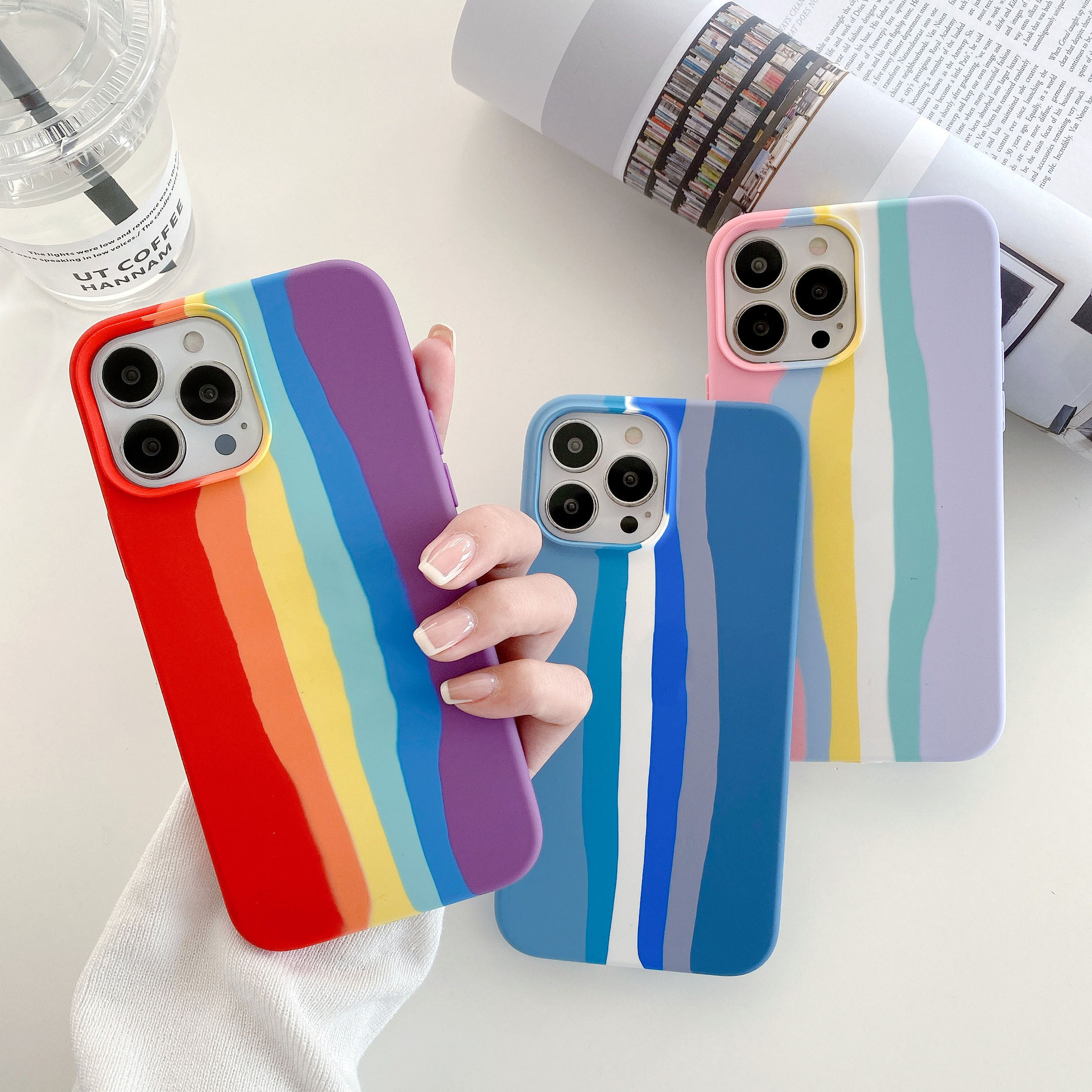 彩墨液态硅胶壳带标适用苹果16pro手机壳跨境14pro全包保护套15