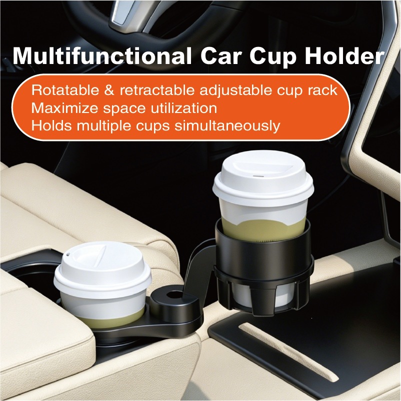 Car-mounted floating small table 360 ° Rotating multifunctional cup holder, dining plate tray, non-slip, wear-resistant, extended arm