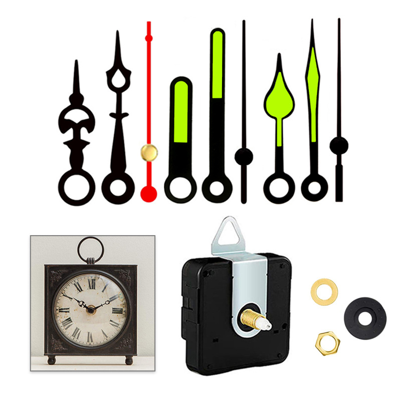 Set completo de movimiento de reloj nuevo modelo, venta caliente transfronterizo, silencioso y fluorescente luminoso, aguja de reloj metálica, para reloj de pared DIY