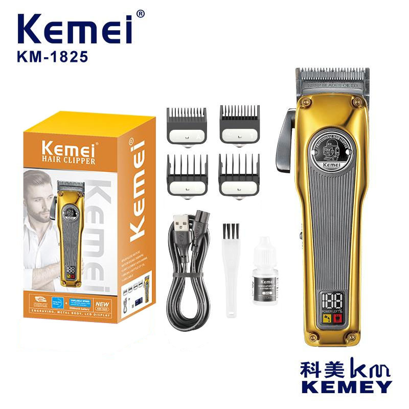 Cortadora de pelo eléctrica Kemei, recortadora de pelo profesional con pantalla digital, cortadora eléctrica inteligente para el hogar, para peinar y dar forma al cabello KM-1825.