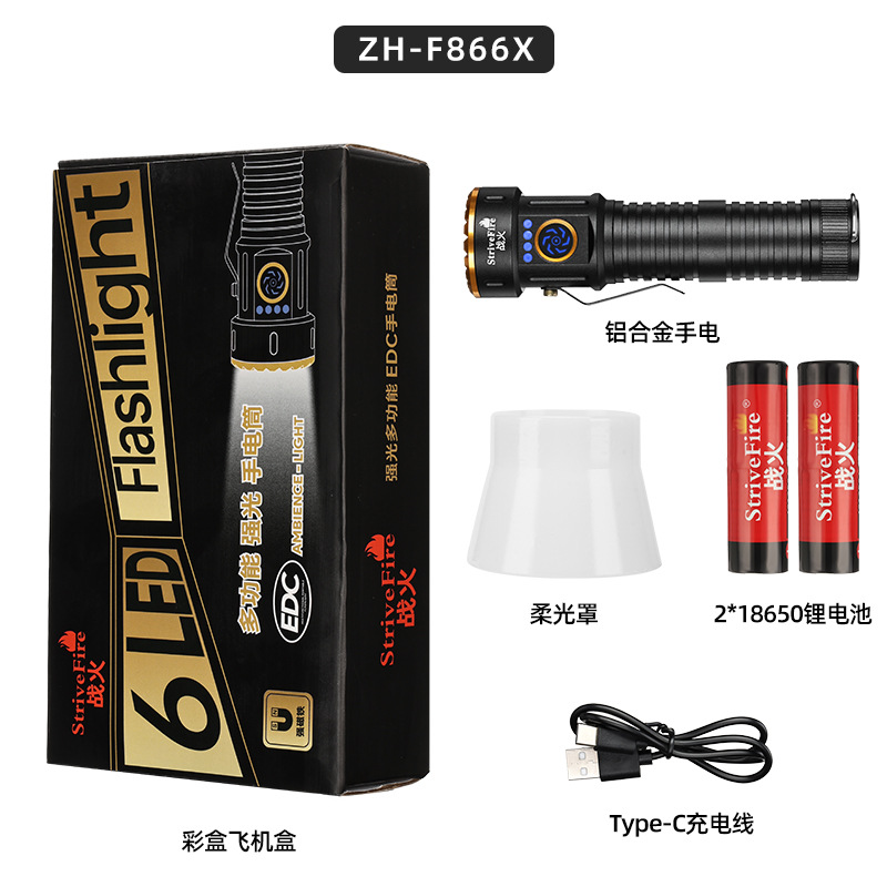 Transfronterizo TikTok tres ojos al aire libre mini linterna luz fuerte súper brillante portátil recargable de tiro largo hogar pequeña pistola de acero