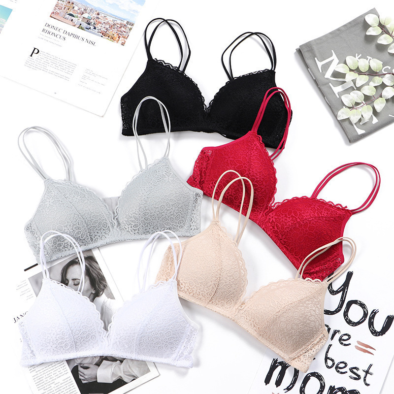 Triangle Cup Hollow-out Lightweight Clothes Gather-up Non-rimmed Bra Sexy Lace Thin Girls' Underwear