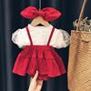 Children's autumn dress girl's, skirt for princess, bodysuit, Korean style, lifting effect