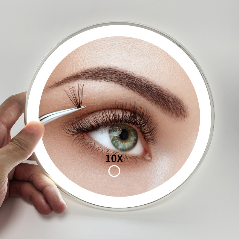 Suministro directo de fábrica HD 5-10X veces lupa led Amazon baño baño afeitado maquillaje ventosa espejo