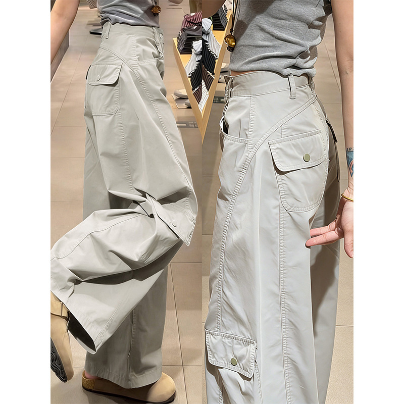 Beige Work Pants for Women, Spring and Autumn 2026 New Style, High-Waisted, Loose Fit, Petite Casual Wide-Leg Pants Beige Work Pants for Women, Spring and Autumn 2026 New Style, High-Waisted, Loose Fit, Petite Casual Wide-Leg Pants