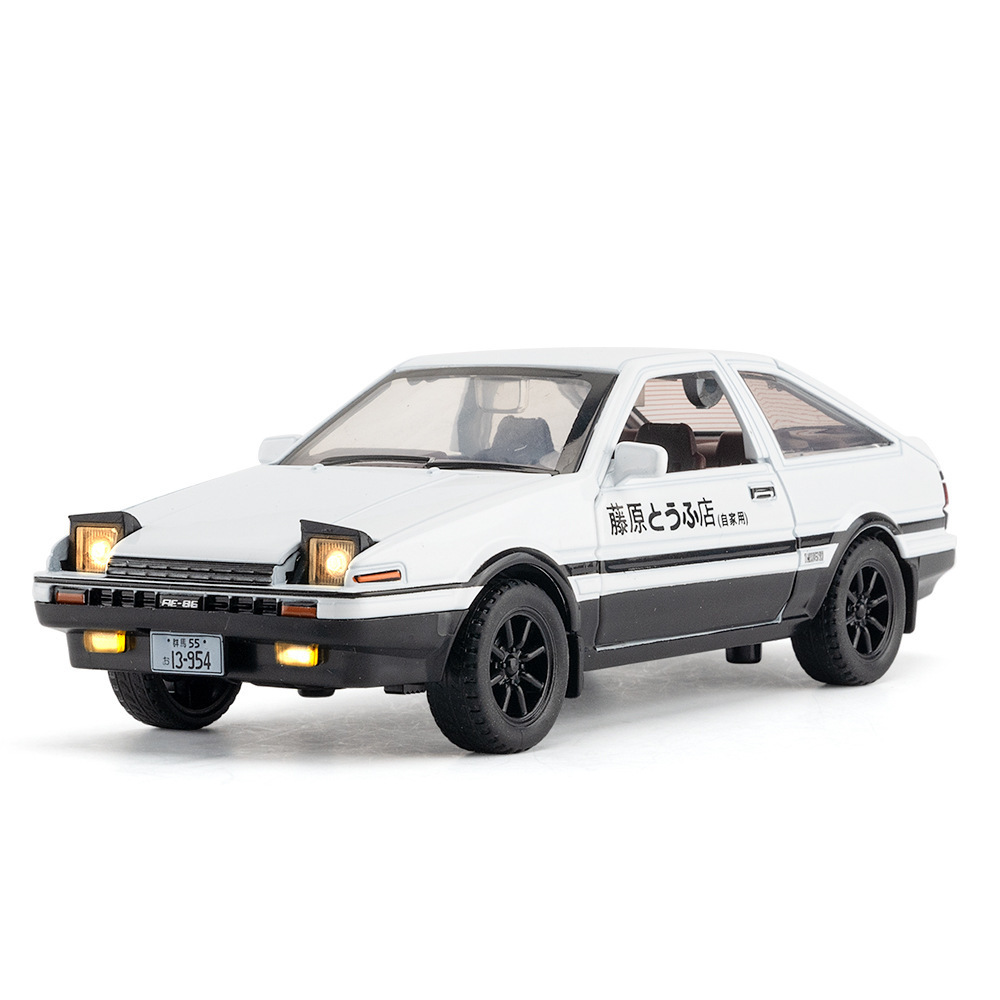 (A granel) Jianyuan aleación coche modelo 1:32 genuino Toyota AE86 pull back sonido y luz juguete coche música modelo adornos