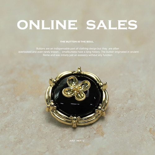 [Yisen] Xiaoxiang socialite style four-leaf clover metal black and white buttons suit leather coat jacket clothing buttons