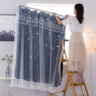 A Complete Set of Curtain Telescopic Rods Without Drilling to Install Simple Blackout Cloth for Bedroom 2021 New Style Simple Xiaolingzhi