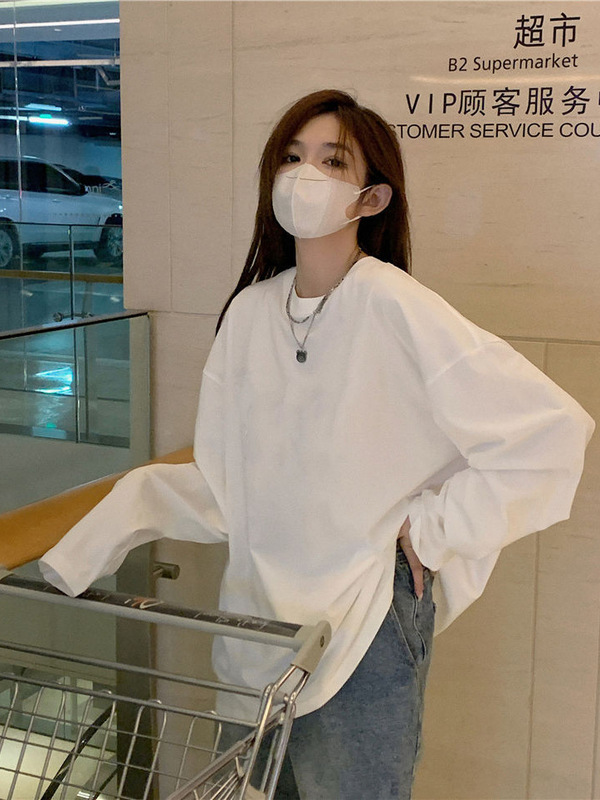 长袖T恤女士春秋新款白色学生内搭打底衫韩版上衣服女外贸东南亚|undefined