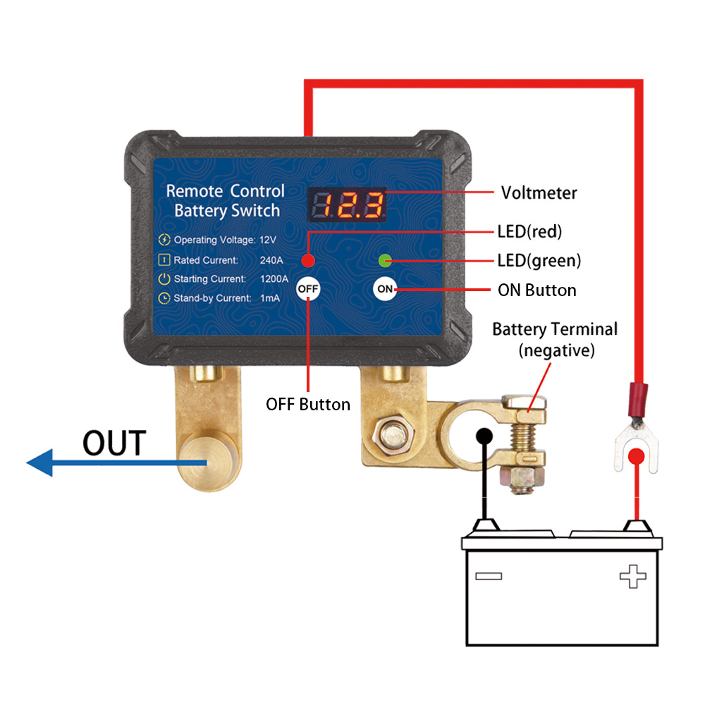 Car battery breaker remote battery cut-off switch manual remote control power-off protection modification 12V240A