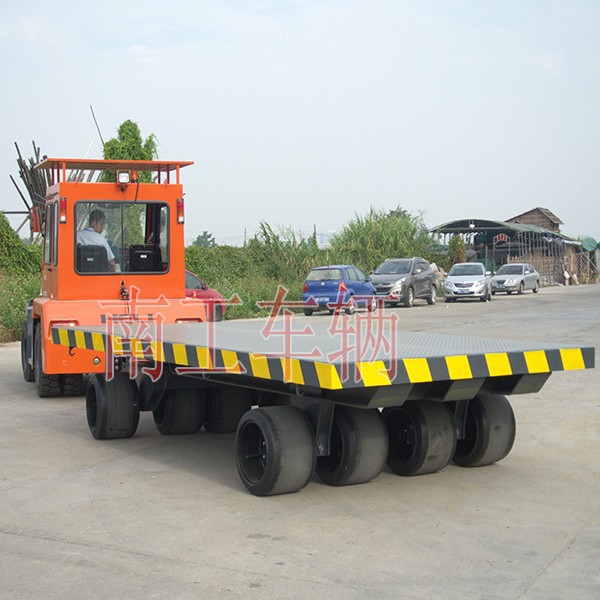 工业平板车，带转盘大吨位平板车供应 50吨平板拖车