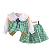 Dress, set, children's vest, long sleeve, English, Korean style, autumn, 3 piece set