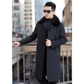 尼克服男2025新款冬季水貂内胆水貂毛领中长款过膝中老年保暖外套