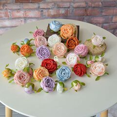 3頭油畫仿真玫瑰花頭 皇妃玫瑰婚慶插花家居禮盒擺件裝飾假花絹花