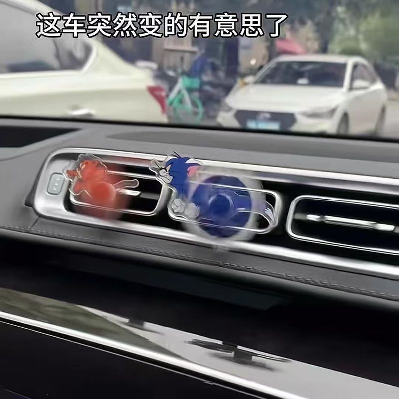 猫和老鼠汽车出风口内饰摆件回旋亚克力立牌摆件可旋转卡通创意夹|undefined