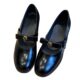 Sheepskin version ~ retro camellia thick heel Mary Jane shoes bow temperament French shallow mouth round toe high heel shoes
