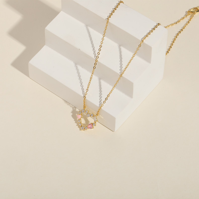 Banquet Occasion Copper Material Women's Luxurious Heart Copper Zircon Necklace Inlay Copper Necklaces
