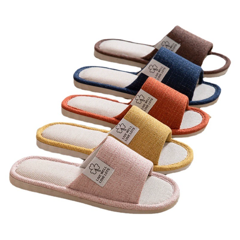 Фабрика прямых продаж домашние льняные тапочки женские внутренние противоскользящие и износостойкие пары тапочки мужские четыре сезона напольные тапочки оптом