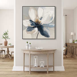 奶油风蓝白抽象花朵挂画 ins风装饰画客厅卧室背景墙高级感壁画