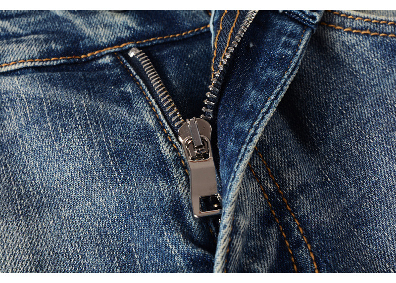 boy European And American High Street Fashion Ripped Jeans Vintage Washed Snake Embroidery Patch Hip Hop Skinny Pants Men's_viptrois.com