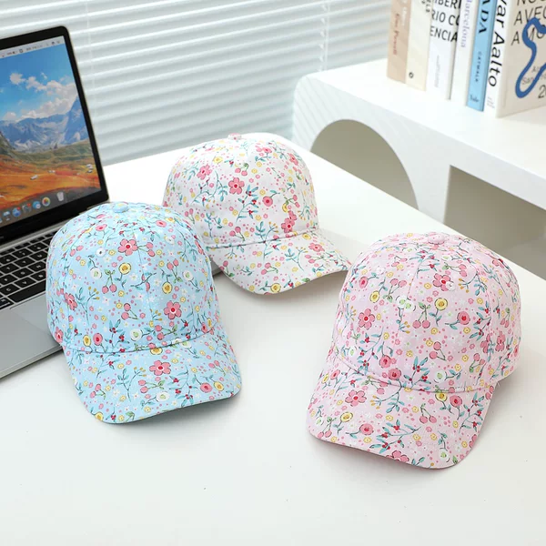 Children's hat spring and autumn fashion cute girl floral cap Korean new style floral cloth cross-border baseball cap