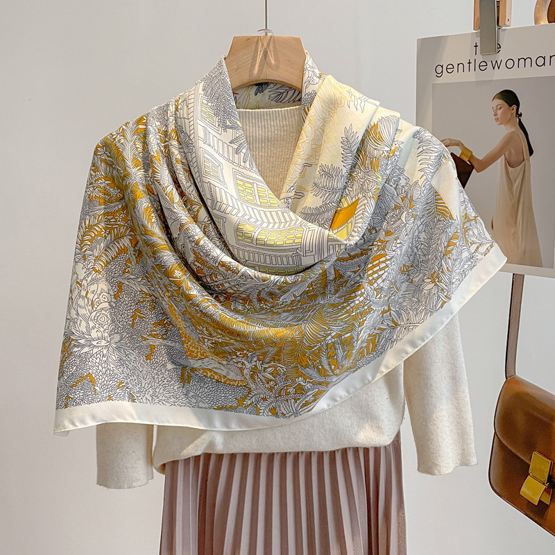 Silk Scarf 2025 New Spring & Fall Thin Imitation Silk Large Square Scarf Mother Scarf Women 90X90 Shawl Dual-Purpose Winter Silk Scarf 2025 New Spring & Fall Thin Imitation Silk Large Square Scarf Mother Scarf Women 90X90 Shawl Dual-Purpose Winter