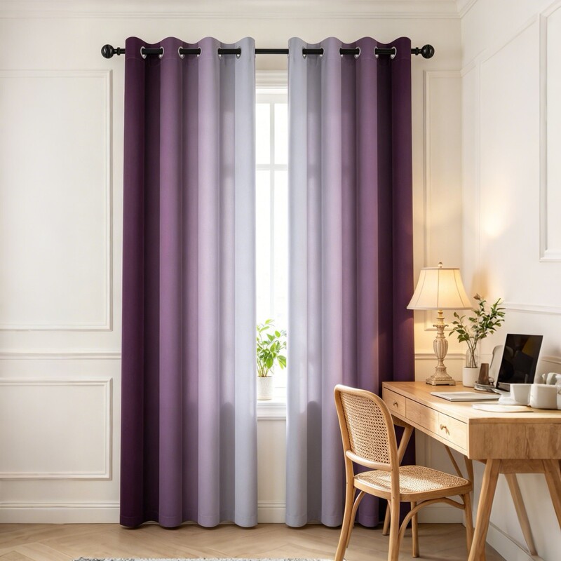 Amazon Gradient Color Blackout Curtain for Bedroom and Living Room Privacy Blocking Half Curtain Simple Style Cross-Border Direct Sale