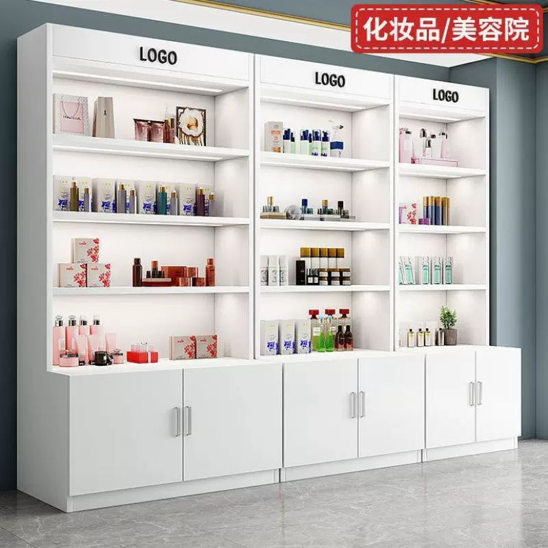 化妆品展示柜美甲美容院产品陈列柜酒柜超市货架置物架子落地多层