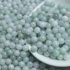 ミャンマー翡翠散珠a品diy白色薄緑色老坑玉珠ブレスレットネックレス7mm