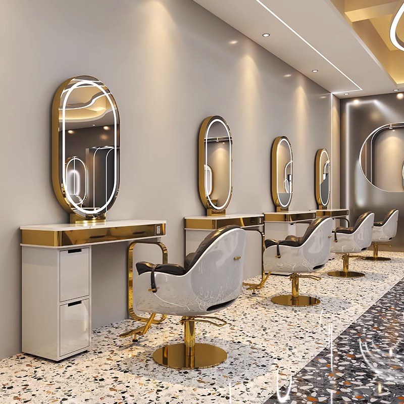 Espejo de barbería en línea, espejo de cabello único, espejo de salón de cabello especial, espejo de piso de doble cara, fábrica de moda
