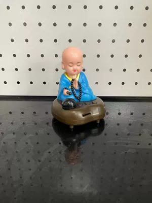 Car ornaments — Fish Nodding Little Monk - color-box-packaging-charging-little-monk-blue-6-songs-plug-in-card