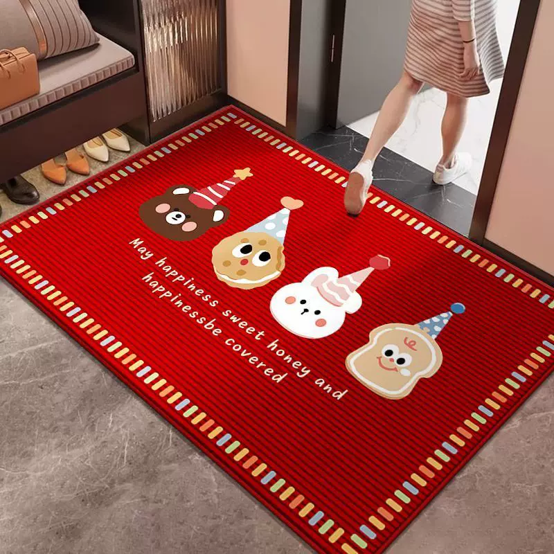 卡通入户门地垫水晶绒地垫喜庆玄关室内耐脏进门防滑耐脏脚垫子