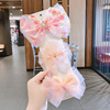 Children's hairgrip with bow, hairpins for princess, set, hair accessory