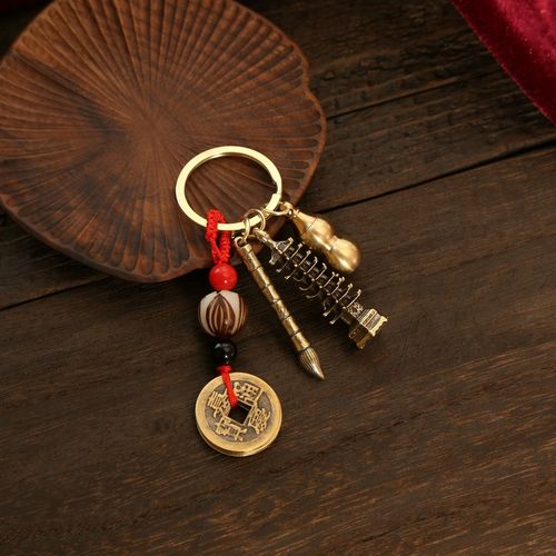 Golden List Name National Style Scholar's Exam Gift Wenchang Pen Copper Wenchang Pagoda Keychain Pendant Wholesale
