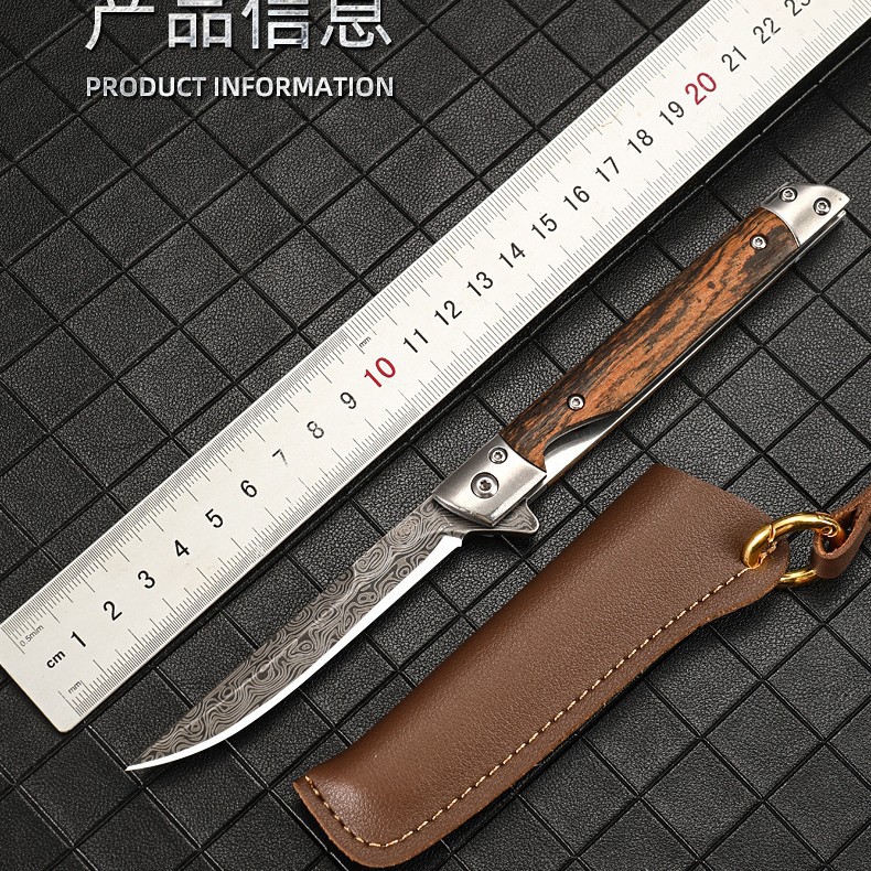 Camping al aire libre multipropósito ligero cuchillo de apertura rápida de acero inoxidable con cuchillo plegable de alta dureza plegable de Damasco image 2