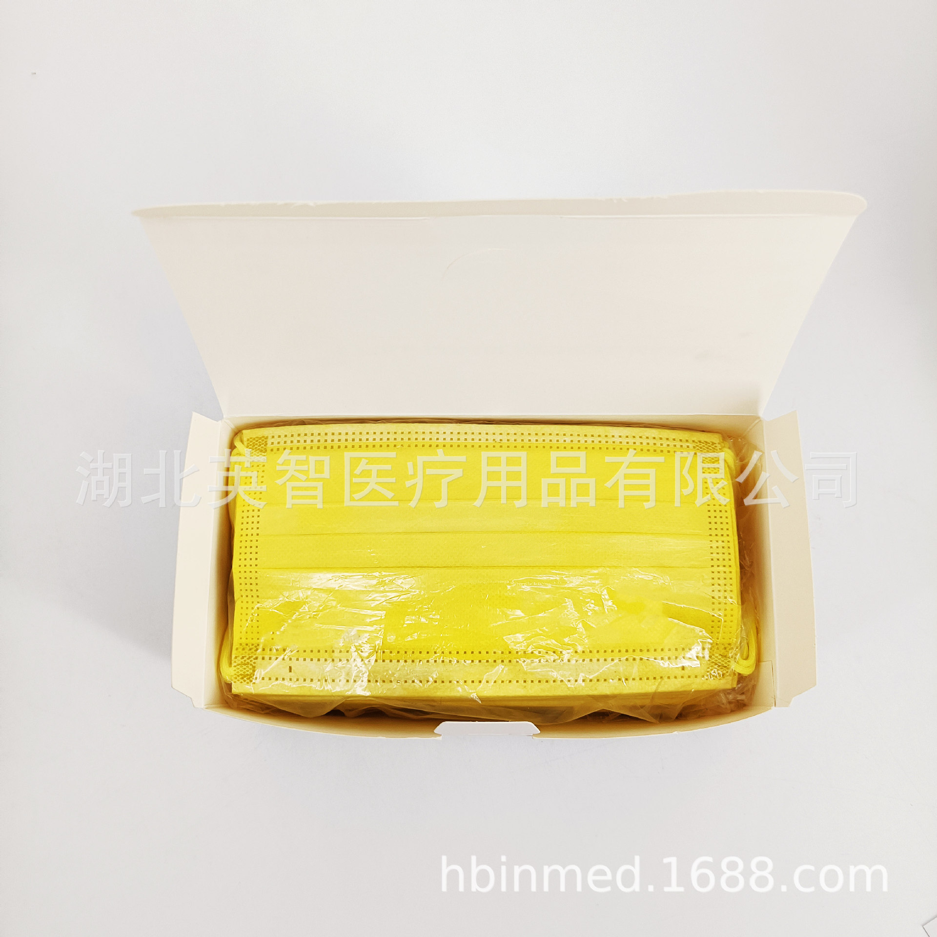 四层平面口罩 黄色全彩90bfe熔喷布Type IIR欧盟CE白名单工厂直销