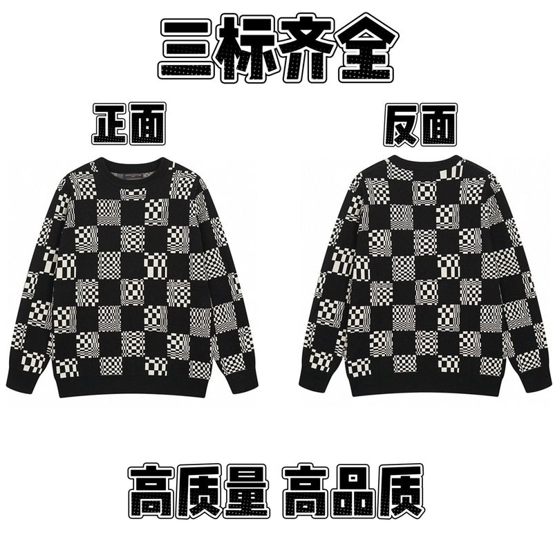 2025春秋新款潮牌字母满身logo圆领针织毛衣男女款宽松休闲上衣【|undefined