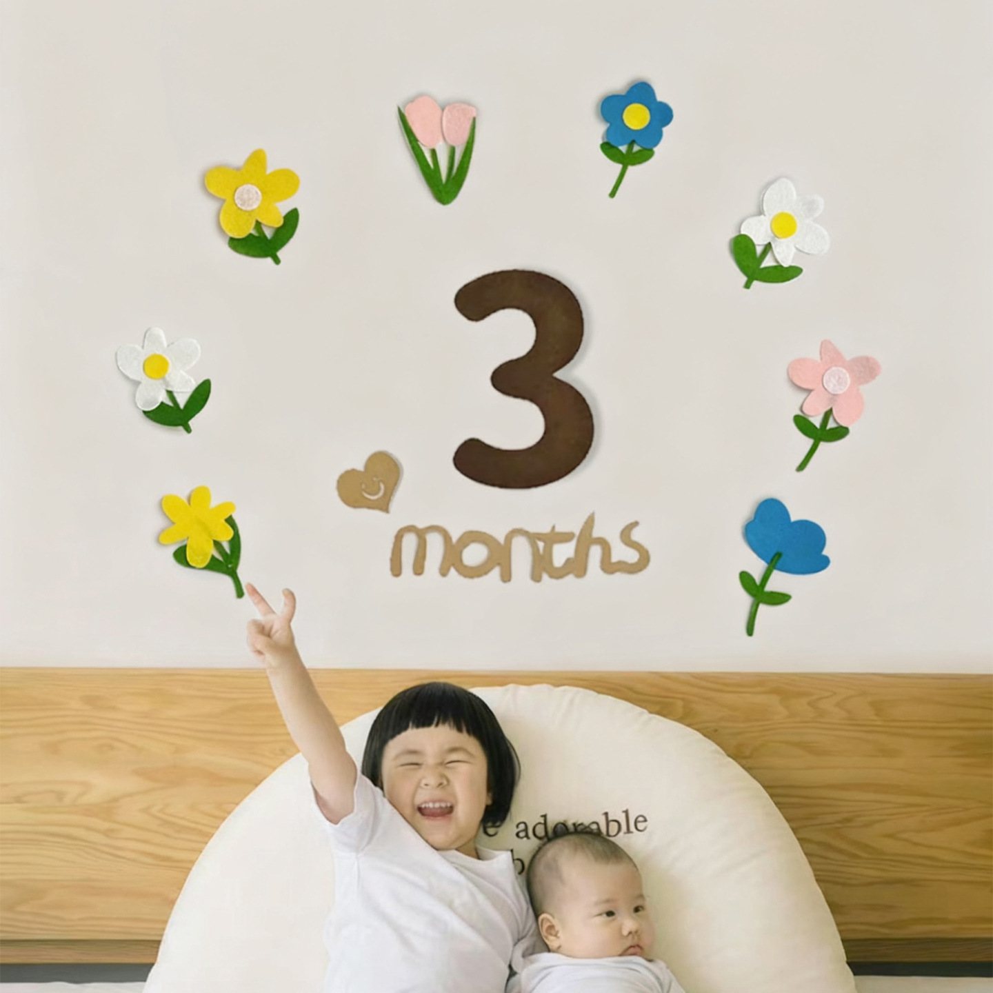 Floral Wall Stickers Minimalist For Baby's 100 Day Full Month First Year And Birthday Celebrations Decorations Props Photos_voghion.com