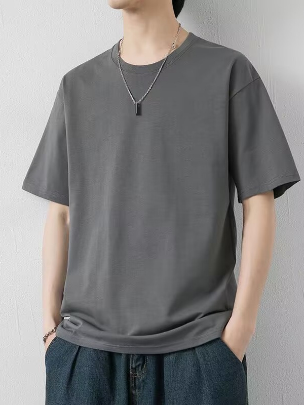 Erkak T-shirt qisqa yengli 2026 yangi modeli yozning sof paxta yumaloq bo'yin erkak ayol bir xil modeli yarimbag asosiy kiyimi keng kesimi qisqa yengli ulgurji