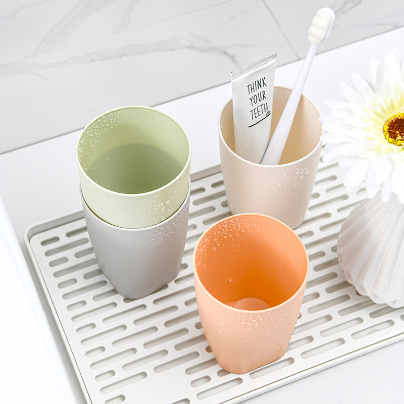 小麦秸秆方底座漱口杯刷牙杯 洗漱杯家用杯子创意简约素色洗漱杯