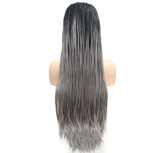 Europeos y estadounidenses pelucas de fibra química trenzada mano frotando fibra química trenzada delante encaje pelucas africanas en el extranjero