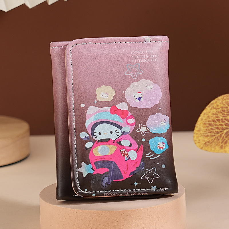 Cartoon cartera de cambio impresa encantadora multifuncional 2 - en - 1 cartera cartera de comercio exterior cartera de tarjetas de tres plegables